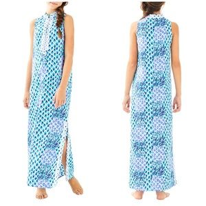 RARE Lilly Pulitzer Mini Jane Pineapple Blue Diamond Maxi Long Sleeveless Dress